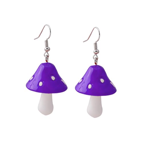 SHERCHPRY 1 Paar Pilz-Tropfen-Ohrringe süße Anhänger baumeln Ohrringe - - Ohrringe schicke dekorative Ohrringe Ohr Zubehör Europäisch und amerikanisch Plastik Violett von SHERCHPRY