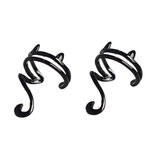 SHERCHPRY Ohrclips Silberohrringe Katzenschwanz Design Damen Ohrrschmuck Schwarz S925 Sterlingsilber Bequemer Ohrschmuck für Besondere Anlässe von SHERCHPRY