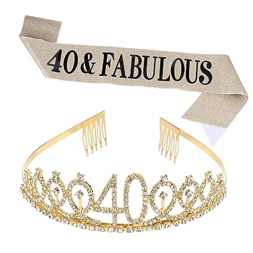 SHERCHPRY 1 Satz 2 Stück Krone Zeremonieller Gürtel Geburtstagskrone Schärpe Für Und Geburtstagsdekoration Anzug Queen-geburtstagsparty-schärpe Damen Gürtel Stoff Golden von SHERCHPRY