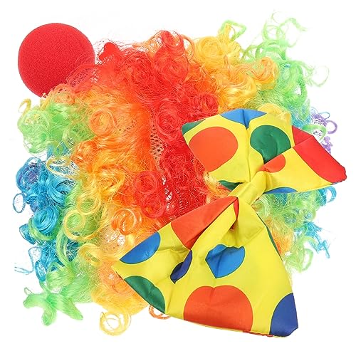 SHERCHPRY Clownkostüm-set Mit Perücke Und Nase Inklusive Clown-fliege Party-requisiten Für Cosplay Karneval Und Halloween von SHERCHPRY