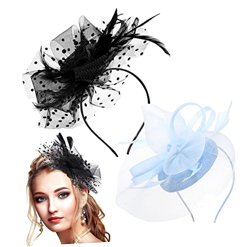 SHERCHPRY 2stücke Fascinator-hut Für Damen Aus Mesh-material Mit Blumendekor Haar-clip Und Stirnband Leicht Und Atmungsaktiv Für Hochzeiten Partys Und Teefeste Geeignet von SHERCHPRY