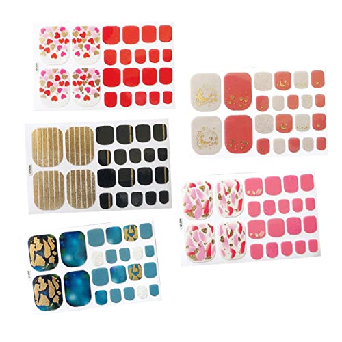 SHERCHPRY 1 Satz Fußnagel Art Aufkleber Bunte Zehennagel Sticker Für Und Mädchen Zufällige Muster Für Partys Und Besondere Anlässe 5blätter von SHERCHPRY