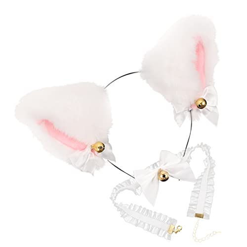 SHERCHPRY 1 Satz Katzenohren Haarband und Halskette aus Spitze Niedliches Katzenkostüm Accessoire für Damen zu Fasching und Karneval für Partys und Cosplay von SHERCHPRY