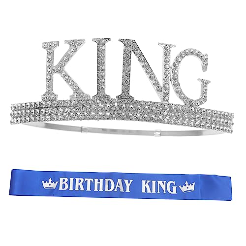 SHERCHPRY Krone Und Schärpe Für Männer Glitzernde Geburtstagskrone Elegante Schulterband Für Party-dekoration König Kostüm Zubehör Für Feiern Prom Und Auftritte von SHERCHPRY