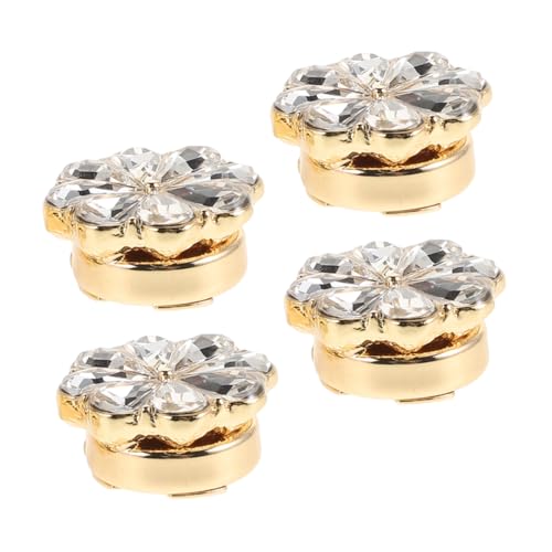SHERCHPRY Glamouröse Blumen-knopfabdeckung Aus Metalllegierung Für Damen 4-teilig Mit Strasssteinen Für Formelle Anlässe von SHERCHPRY