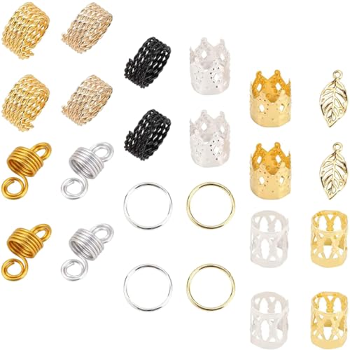 SHERCHPRY 1 Schachtel Dreadlocks Ringe Set aus DIY Haarschmuck für Zöpfe und Dreadlocks Kreative Haarschmuckperlen für Afro Stile und Geflochtene Frisuren für Damen und Herren von SHERCHPRY
