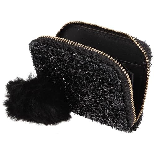 SHERCHPRY 1 Stück Kleiner Schwarzer Glitzer Kosmetikbeutel Make Up für Reisen Freizeit Fitness aus Strapazierfähigem PU Material für Damen Glänzendes Design von SHERCHPRY