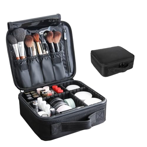 SHERCHPRY 1 Stück Kosmetik Aufbewahrungsbox aus Oxford Make Up Organizer für Damen Stilvoller Schminkkoffer mit Hochwertigem Design Schwarz Leicht zu Reinigen und Langlebig von SHERCHPRY