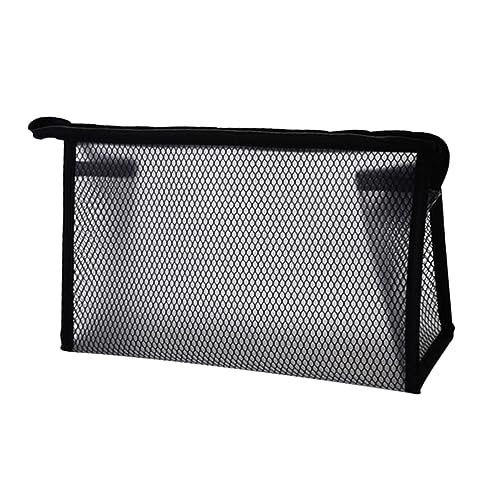 SHERCHPRY 1 Stück Mesh Kosmetiktasche Transparent Schminktasche für Damen Schwarz für Lippenstift Zahnbürste und Toilettenartikel Kompakt und Langlebig für Reisen und Outdoor Aktivitäten von SHERCHPRY