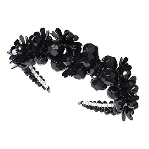 SHERCHPRY 1 Stück Perlenstirnband Erwachsene Juwelenbesetzt Haarband Mädchen Braut Pailletten Stirnband Verschönert Hochzeitsfoto Requisite Strass -kopfbedeckung Legierung Schwarz von SHERCHPRY