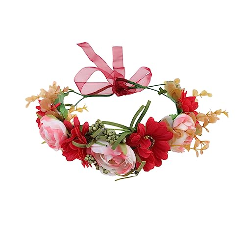 SHERCHPRY 1 Stück Roter Rosen Haarreif für Braut Simulation Flower Wreath Kopfschmuck für Hochzeiten Partys Fotoshootings Leicht und Bequem zu Tragen von SHERCHPRY