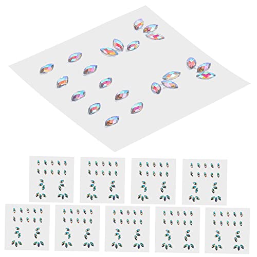 SHERCHPRY 10 Blatt Strass Gesichtsaufkleber Selbstklebende Juwelen für Festival Make Up Augen Schmuck Hochzeiten Partys Halloween Glitzernde Gesichtsgems für und Mädchen von SHERCHPRY