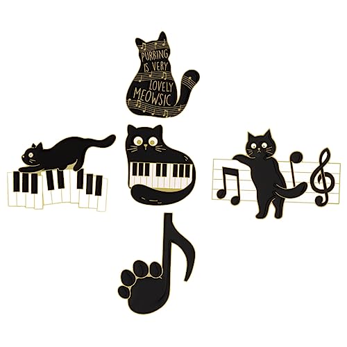 SHERCHPRY 10 Stck. Teiliges Emaille Broschen mit Schwarzer Katzen und Klaviernoten Design Dekorative Anstecknadeln für Kleidung Rucksäcke Hüte Langlebiger Legierungs Schmuck für Partys und von SHERCHPRY