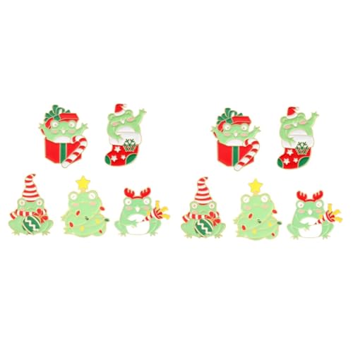 SHERCHPRY 10 Stk Frosch Brosche Für Weihnachtsgeschenke Strumpf Stuffer Geschenke Tierbroschen Weihnachtstasche Weihnachts-halstuch-brosche Strumpffüller Schal Halsband Legierung von SHERCHPRY