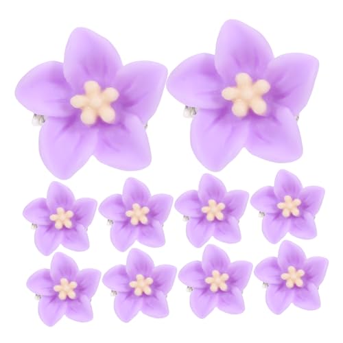 SHERCHPRY 10 Stück Lilienblüten-Haarnadel winzig Clip-on-Mini-Haarspangen Zubehör Dicke Haarklammern Haarblumenklammern dünn Mädchen Dekore Haarspangen für Kleinkinder Zinklegierung Violett von SHERCHPRY