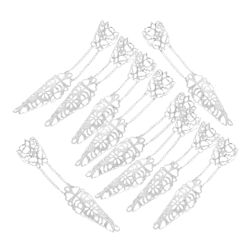 SHERCHPRY 10 Stück Teiliges Halloween Fingernagelspitzen Kettenhand Schmuckset Gothischer Claw Ring mit Offenem Design Langlebig Elektroplattiert für Cosplay Partys Bühnenauftritte von SHERCHPRY