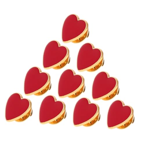 SHERCHPRY 10 Stück Teiliges Rotes Herz Broschen Damen Anstecknadeln Schmuck für Valentinstag Hochzeit Geburtstag Modisch Elegant Vielseitig für Party und Alltag von SHERCHPRY