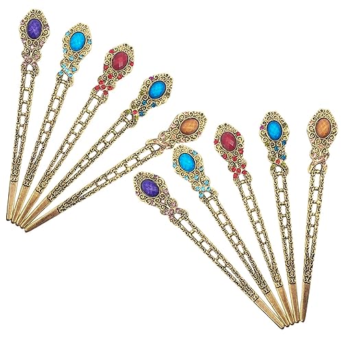 SHERCHPRY 10 Stück Vintage Haarnadel Stöcke Pferdeschwanz Nachahmung Material orientalisch Essstäbchen aus chinesischem Haar aus Holz Haarstock Retro-Haarstab Strasssteine von SHERCHPRY