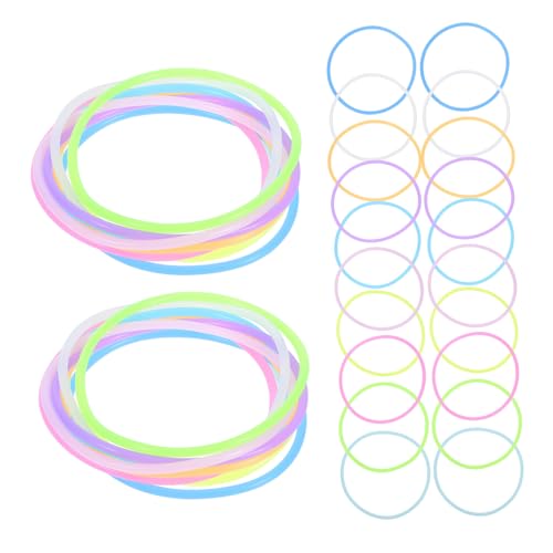 SHERCHPRY 100 Stück Leuchtende Silikon Haargummis Glow in The Dark Elastische Armbänder für Frauen und Mädchen Haar Accessoires für Partys und Sport Bequemes Styling mit Hochfester von SHERCHPRY