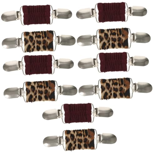 SHERCHPRY 10stücke Elastische Pullover Clips Für Frauen Modische Cardigan Broschen Und Schal Clips Weinrot Und Leopardenmuster Verhindern Das Verrutschen Für Kleider Und Jacken von SHERCHPRY