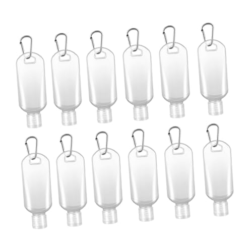 SHERCHPRY 12 Stück Plastik Hakenflaschen Nachfüllbare Reisebehälter für Shampoo Lotion Handcreme Praktische und Auslaufsichere Kunststoffflaschen mit Clip für Outdoor und von SHERCHPRY