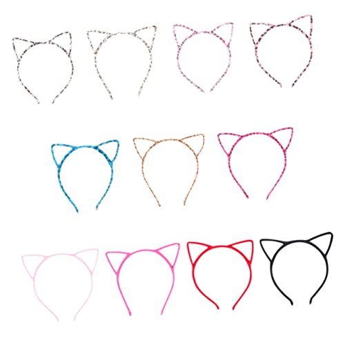 SHERCHPRY 12stücke Katzenohr-stirnbänder Ohr-haarreif Tier-kopfschmuck Party-kopfbedeckung Halloween-haar Für Kostümpartys Karneval Maskenbälle Konzerte von SHERCHPRY