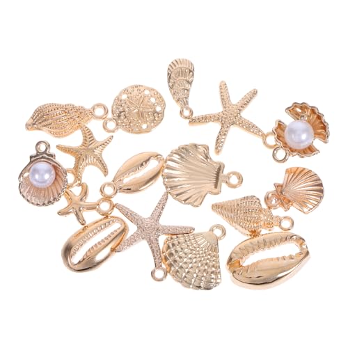 SHERCHPRY 16stücke Muschel-stern-anhänger Aus Legierung Für Diy-schmuckherstellung Strand-halsketten-accessoires Einzigartiger Urlaubsschmuck Meerestier-design Für Damen von SHERCHPRY