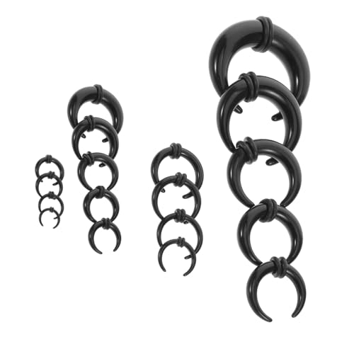 SHERCHPRY 18 Stück Teiliges Kunststoff Septum Ring Dehnset mit O ringen Piercing Expander für Nasen Ohrknorpel Stretching Schwarz Vielseitige für Damen von SHERCHPRY