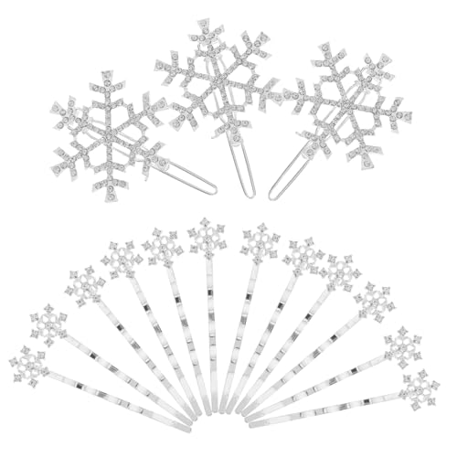 SHERCHPRY 18 Stück Teiliges Schneeflocken Haaraccessoires Set Strass Haarspangen für für Weihnachtsfeiern und Besondere Anlässe für Mädchen und mit Mittellangem Langem Haar von SHERCHPRY