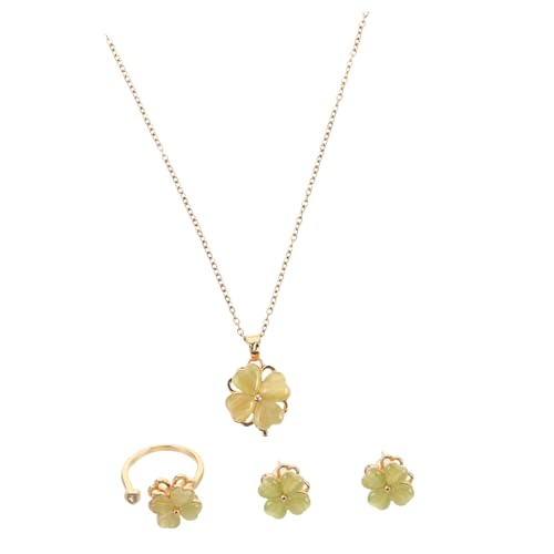 SHERCHPRY Halskette Mit Grünen Blattanhängern Für Damen Exquisiter Schmuck Aus Titanstahl Und Kupfer Kombiniert Mit Katzenaugenstein Als Glückbringendes Accessoire Für Alltag Und Feiern von SHERCHPRY