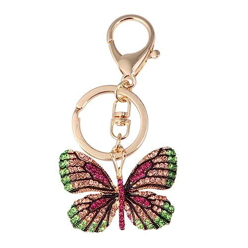 SHERCHPRY Niedlicher Schlüsselanhänger Mit Schmetterlingsmotiv Strass Metall Taschenanhänger Schlüssel Für Mädchen Frauen Kinder Rot von SHERCHPRY