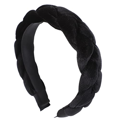 SHERCHPRY Damen Geflochtenes Stirnband Aus Tuch Mode Haarreif Kreativer Haar-accessoire Für Frauen Und Mädchen Schwarz Langlebiges Material von SHERCHPRY