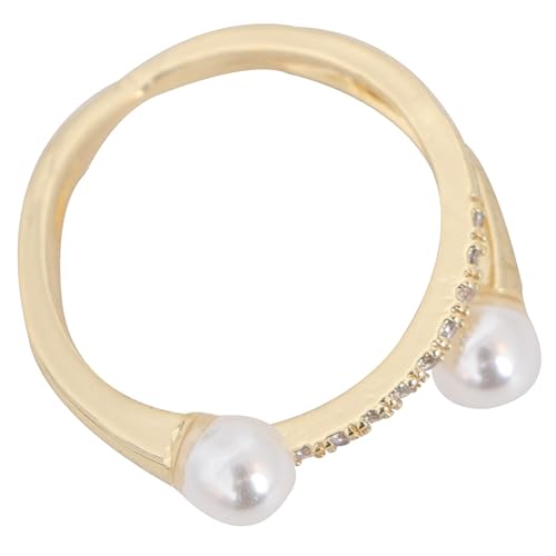 SHERCHPRY Modischer Verstellbarer Damenring mit Perlen Offener Kreuzring Eleganter Schmuck für Frauen für Partys und Besondere Anlässe von SHERCHPRY