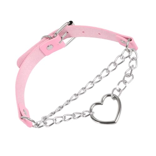 SHERCHPRY 1Stk Punk-Kette Halskette Herzkragen Halsreif Hip Hop Halsreif Frauen Halskette Herz Halskette pU Halskette Halsreif Papa Halsreif Super cool Halsband Schlüsselbeinkette Rosa von SHERCHPRY