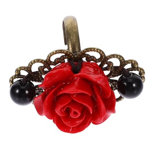 SHERCHPRY 1stk Ring Im Ethno-stil Ringschmuck Schmuck Zum Modellieren Von Blumen Vintage Fingerringe Blumenbandring Retro-daumenring Mädchenringe Damen Japanisch Und Koreanisch Zubehör Rot von SHERCHPRY