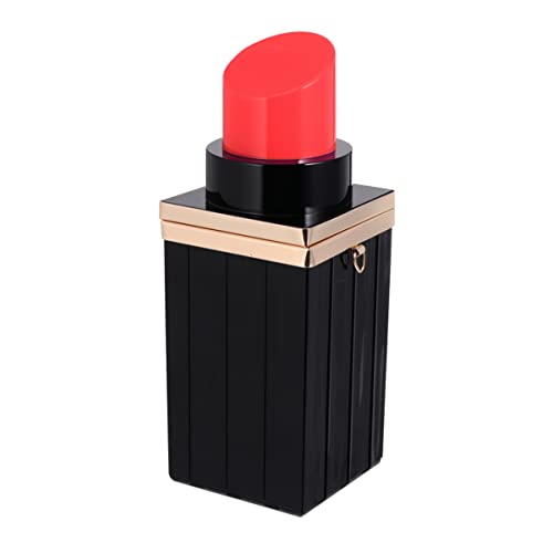 SHERCHPRY 1stück Lippenstift Form Clutch Bag Für Damen Umhängetasche Mit Kette Für Abendveranstaltungen Und Partys Stilvolles Accessoire Schwarz von SHERCHPRY