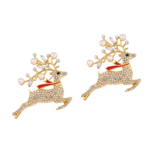 SHERCHPRY 2 Brosche mit weihnachtlichem Weihnachtsstrumpffüller Brosche weihnachtsmotiv weihnachtsverkleidung Retro- Brosche in Elchform Jahrgang Zubehör Stift von SHERCHPRY