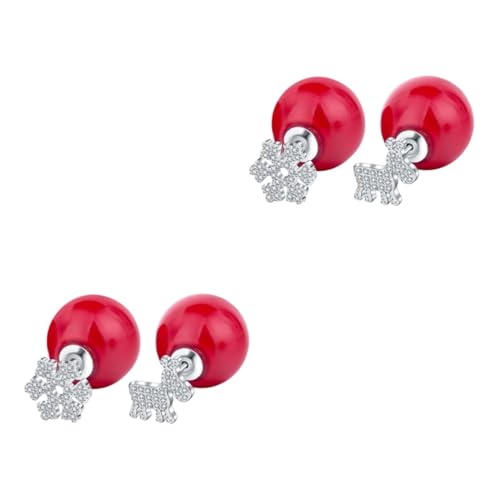 SHERCHPRY 2 Paar Cartoon-Ohrringe Perlenohrring Schmuck für die Weihnachtsfeier weihnachts party weihnachten party Ohrstecker Weihnachtsohrringe Ohrringe für Frauen Wenig frisch Mädchen Weiß von SHERCHPRY