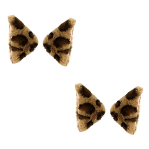 SHERCHPRY 2paare Katzenohren Haarspange Weicher Handgefertigter Haarclip Im Leopardenmuster Für Frauen Für Halloween Cosplay Und Partys von SHERCHPRY