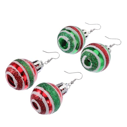 SHERCHPRY 2 Paar Weihnachtskugel-ohrringe Urlaubsparty Ohrringe Weihnachtshakenohrringe Weihnachtsohrstecker Glühbirne Baumelnde Ohrringe Kugel-charm-ohrringe Mode Legierung Grüne Kugel Frau von SHERCHPRY