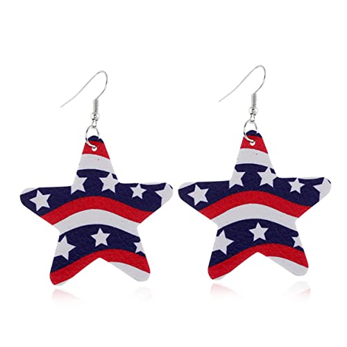 SHERCHPRY 2 Paare Dangler Ohrringe Independence Day mit Buntem Sternmotiv PU Ohrschmuck für Damen Ohrhänger Auffällige Ohrstecker für Alltag und Party von SHERCHPRY