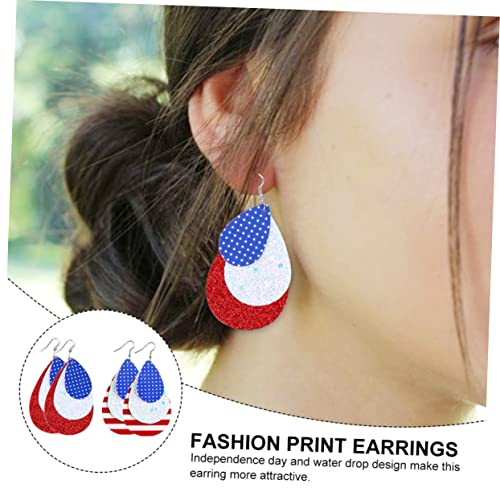 SHERCHPRY 2 Paare Independence Day Ohrringe Damen Wasser Tropfen Form PU Schmuck Leicht und Langlebig für Frauen und Mädchen Stilvolle Unabhängigkeitstag Ohrhänger Dekoration von SHERCHPRY