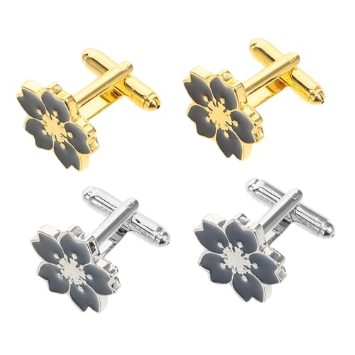 SHERCHPRY 2 Paare Japanische Blumen Manschettenknöpfe für Damen Legierter Hemdknopf für Büro Outfits Stilvolle Accessoires für Formelle Anlässe von SHERCHPRY