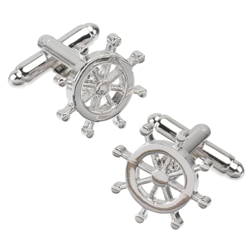 SHERCHPRY 2 Paare Stylische Herren Manschettenknöpfe im Design Eines Schiffslenkrads Cufflinks für Hochzeiten und Formelle Anlässe Glänzende Verarbeitung für Perfektes Hemd Outfit von SHERCHPRY
