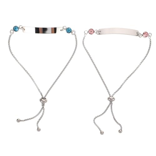 SHERCHPRY 2 Passende Armbänder Für Paare Verstellbare Paararmbänder Aus Edelstahl Mit Strass Anhänger – Passende Armreifen Für Frauen Und Männer von SHERCHPRY