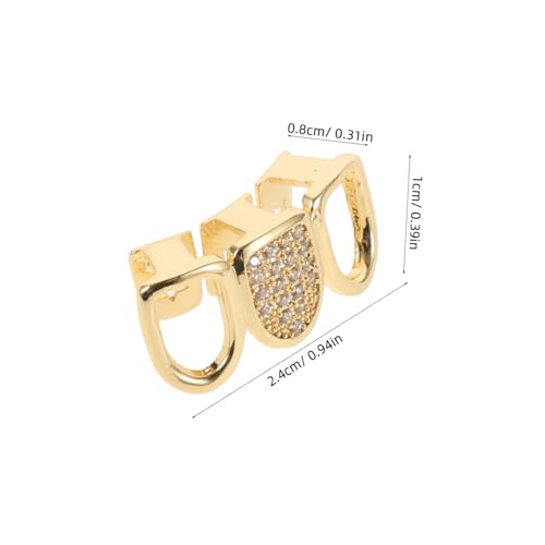 SHERCHPRY 2 Sätze Goldener Hip Hop Zahn Grill aus Kupfer und Sicher Glänzender Zahnschmuck für Männer DIY Videos Cosplay und Hip Hop Events Auffälliges Bling Accessoire von SHERCHPRY
