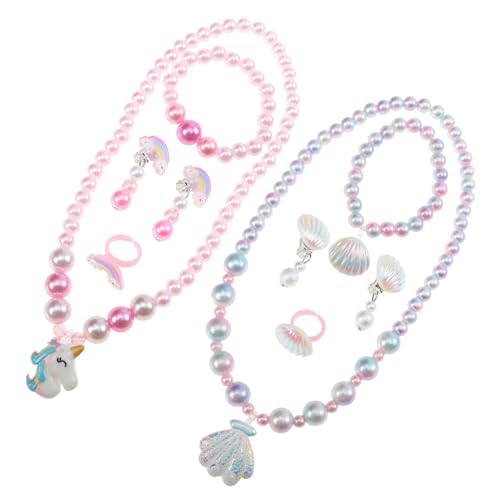 SHERCHPRY 2 Sätze Halsketten-Set für Kinder eine Halskette ohrringe Mädchen Armband Halskette Schmuck Perlenkette für Mädchen kleines Mädchen einstellen Geschenk Baby Acryl von SHERCHPRY