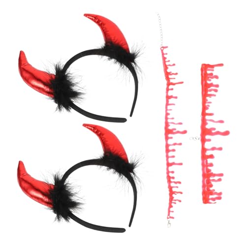 SHERCHPRY 2sätze Halloween Kostümzubehör Blutrünstige Halskette Roter Horn Haarreif Requisiten Für Cosplay Und Halloween-partys von SHERCHPRY