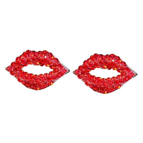 SHERCHPRY 2 Stk Manschettenknöpfe mit Sternknöpfen Mädchenschmuck Mädchen Schmuck broschen für kleidung Wäscheklammer Frauenschmuck Strasssteine Lippenstift Feste Schnalle rot von SHERCHPRY