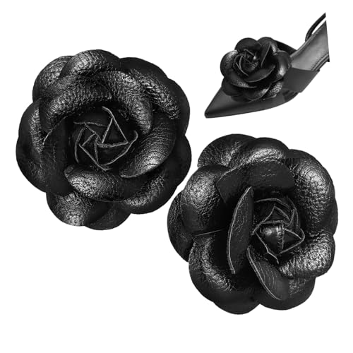 SHERCHPRY 2 Stk. Schwarze Blumen-schuhclips für Damen Vielseitige Blüten-dekoration mit Clips Geeignet für High Heels Sandalen Stiefel Einfach zu Befestigen Modische Schuhschmuck-accessoires von SHERCHPRY